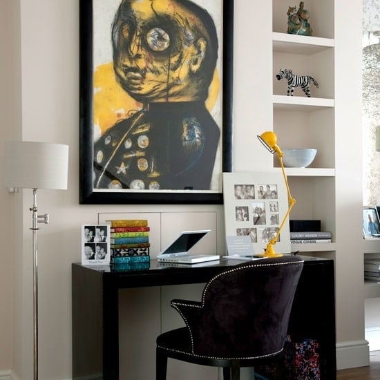 Wohnideen Home Office-gelb schwarz-modern Bild