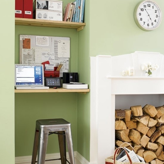 Wohnideen Home Office-grün modern-platzsparend kleine Räume