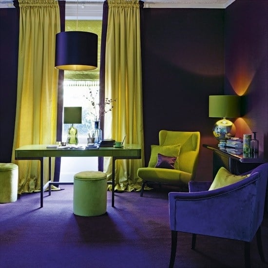 Wohnideen Home Office indigo gelb-modern Pendelleuchte
