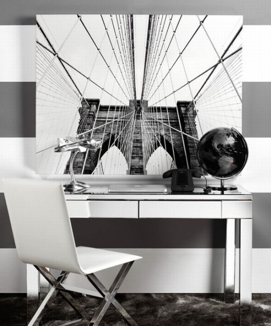 Wohnideen Home Office monochrom-schwarz weiß Minimalismus