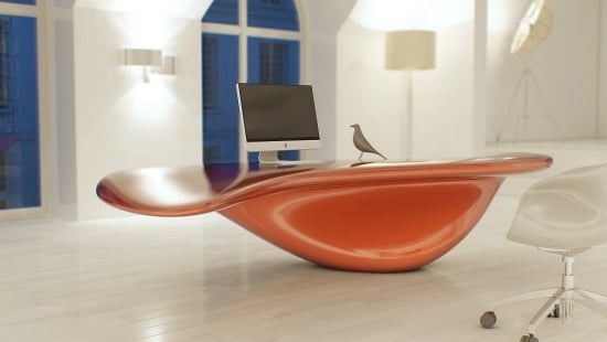 Wohnideen Home Office-orange modern Schreibtisch