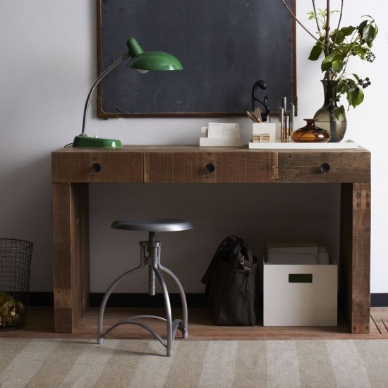 Wohnideen Home-Office-schwarz braun-metallic industrial-chic Holz Metall