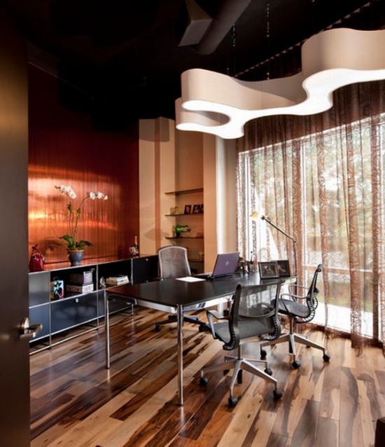 Wohnideen Home Office schwarz braun-modern Deckengestaltung