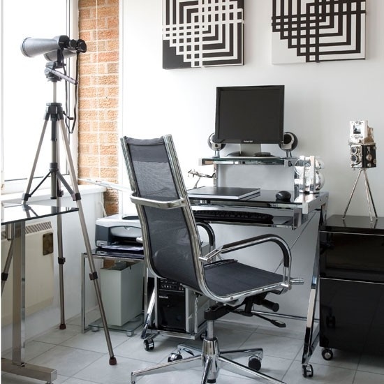 Wohnideen Home Office schwarz weiß-modern-industrial chic einrichtung