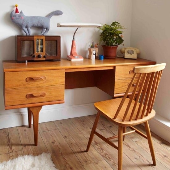 Wohnideen Home-Office-warm-holz braun-retro Möbeldesign