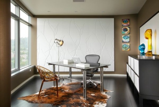 Wohnideen Home Office-weiß beige-braun grau-modern Design