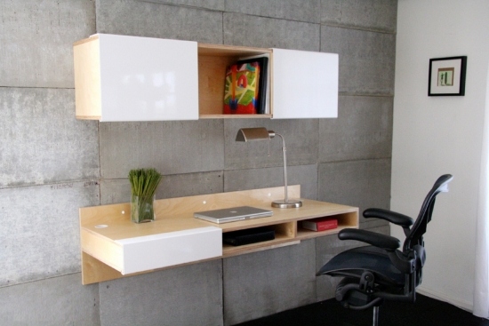 Wohnideen Home Office-weiß grau-modern Schrank