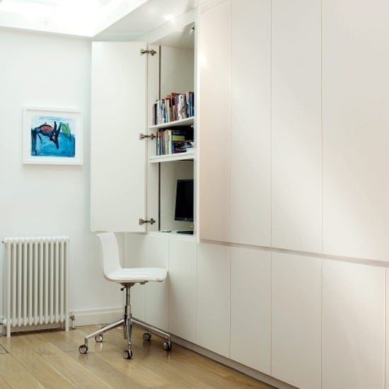 Wohnideen Home-Office-weiß minimalistisch-Platz sparen moderne Möbel