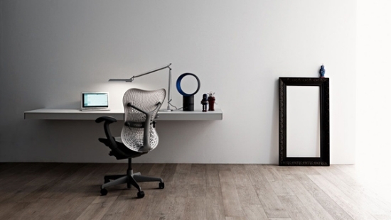 Wohnideen Home Office weiß schwarz-minimalistisch Interieur