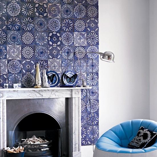 Wohnideen Wohnzimmer-blau Nuancen-modern Möbel