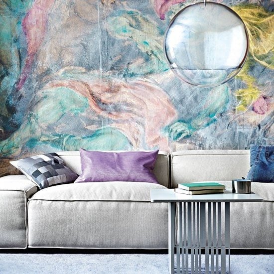 Wohnideen Wohnzimmer-grau lila-modern Einrichtung