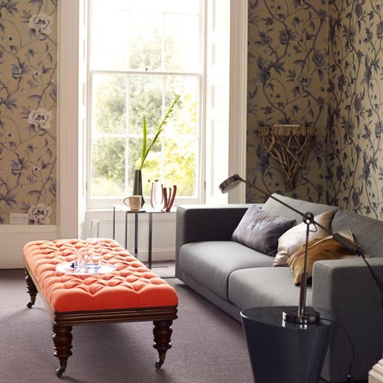Wohnideen-Wohnzimmer-grau orange modern-Mix Stil
