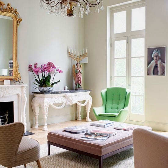 Wohnideen-Wohnzimmer-grün weiß shabby-chic-modern Kombination