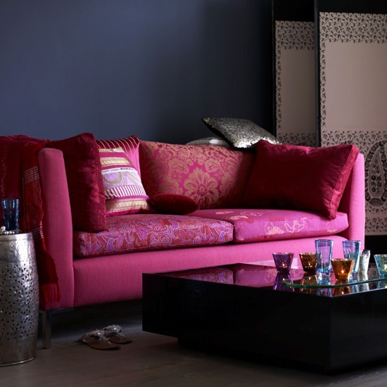 Wohnideen Wohnzimmer-pink indigo-modern Kombination