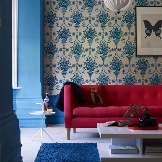 Wohnideen Wohnzimmer-rot blau-modern klassisch Design