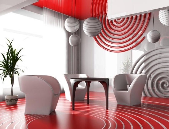Wohnideen Wohnzimmer-rot modern minimalistisch