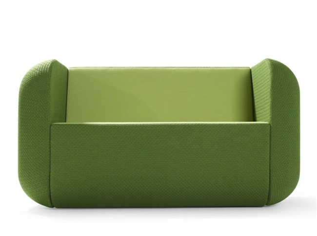 Wohnzimmer Einrichtung grün Sofa Möbel siebziger Jahren inspiriert