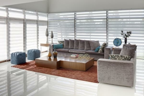 Sonnenschutz Sichtschutz Ideen moderne nachhaltige Möbel grau blau
