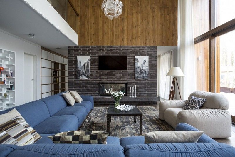 Wohnideen für Wohnzimmer Design Ziegelwand-Kilim-Sofa