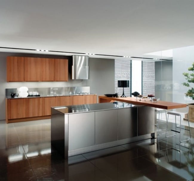 aluminium holz ideen für designer kücheninsel modernen stil