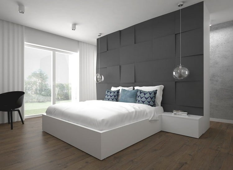 attraktive-wandgestaltung-schlafzimmer-3d-wandpaneele-schwarz