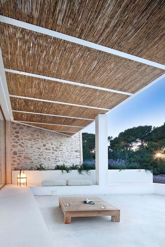 bambus dach ideen für terrassenüberdachung holz