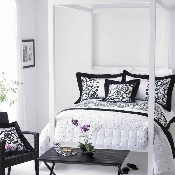 bettwäsche blumen moderne designer schlafzimmer in schwarz weiß
