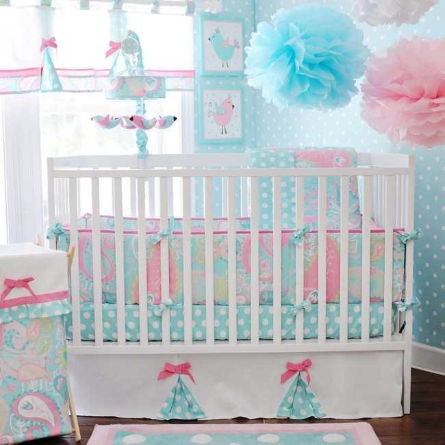 blau rosa punkte wohnideen babyzimmer mit neutralen designs