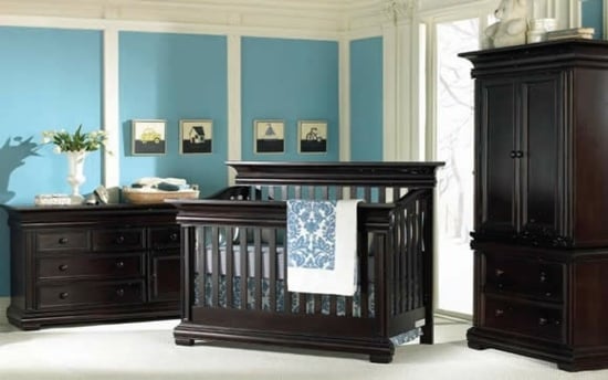 blaues Babyzimmer einrichten Ideen Munire französische Holz Möbel