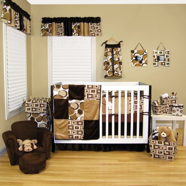 braun geometrischen muster wohnideen babyzimmer mit neutralen designs