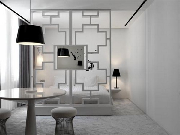deko trennwand moderne designer schlafzimmer in schwarz weiß