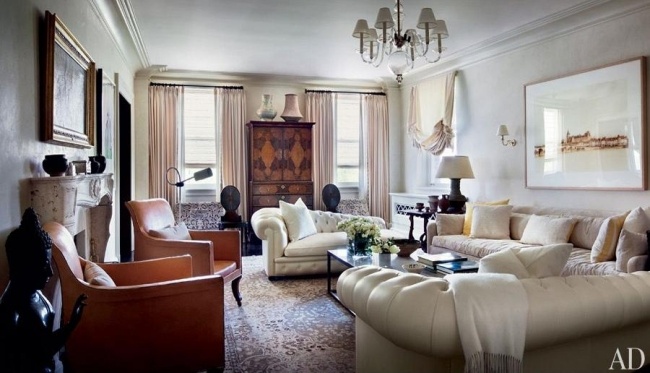 designer wohnzimmer vintage atmosphäre ledermöbel