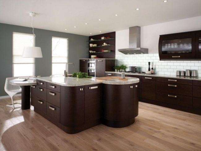 dunkelholz rund ideen für designer kücheninsel marmor