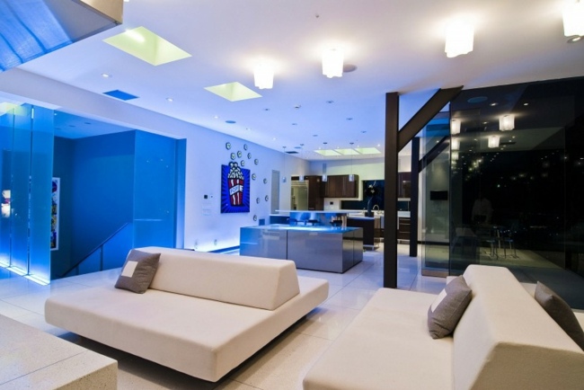 exklusive Designer Wohnung Interieur weiß Beleuchtung