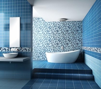 farbe-badezimmer-blau-fliesen-mosaik-bordür
