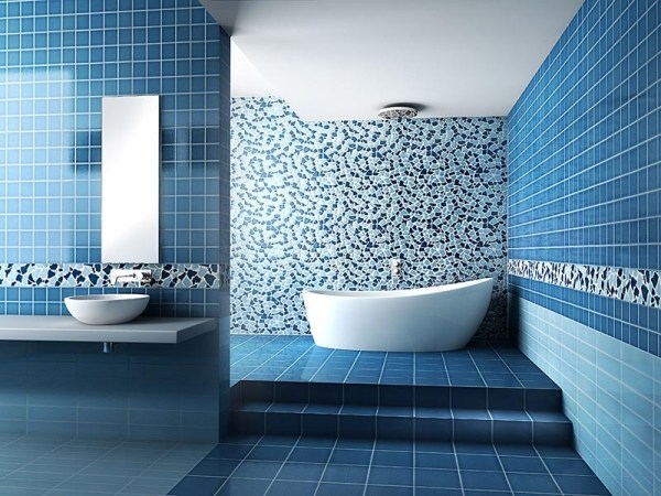 farbe fürs badezimmer blau fliesen mosaik bordür