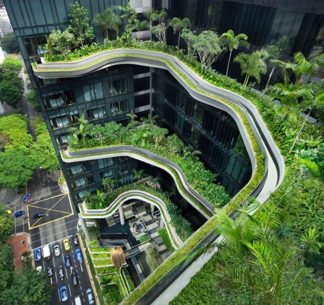 gartenterrassen überblick parkroyal hotel design in singapur