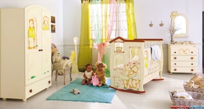 gelb blauen bären wohnideen babyzimmer für mädchen