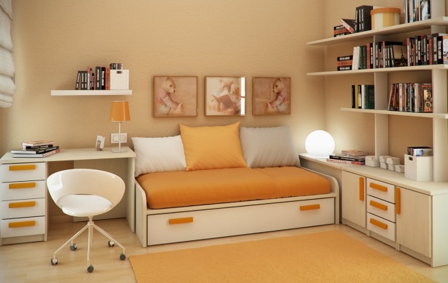 gelb orange nuancen wohnideen kinderzimmer universal design