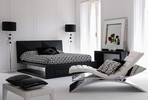 15 moderne Schlafzimmer Designs in der schwarz-weißen Farbpalette