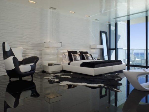 glanzboden kuhfel moderne designer schlafzimmer in schwarz weiß