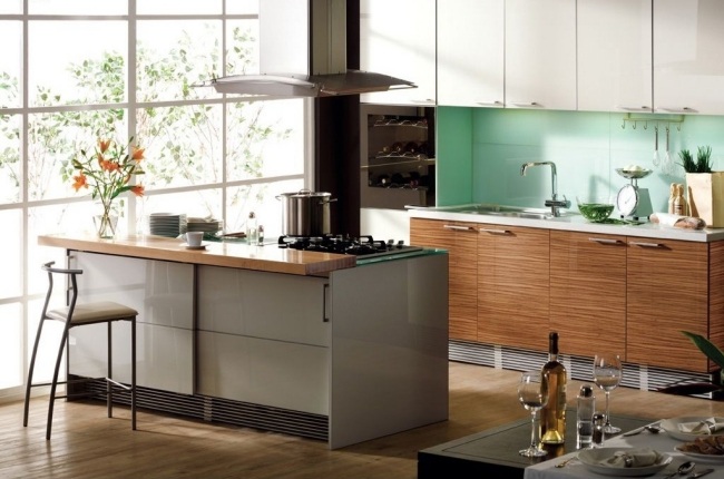 glanzoberflächen glas ideen für designer kücheninsel klassisch