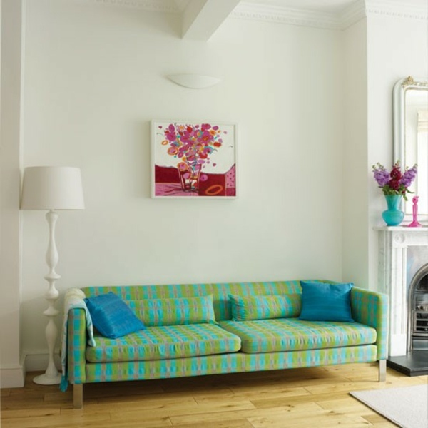 grün blau Sofa Wanddeko Bild Wohnzimmer Wohnideen