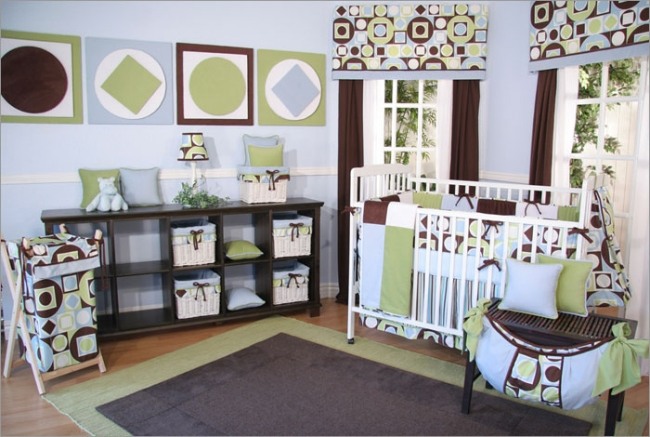 grün blau geometrisch wohnideen babyzimmer für jüngen
