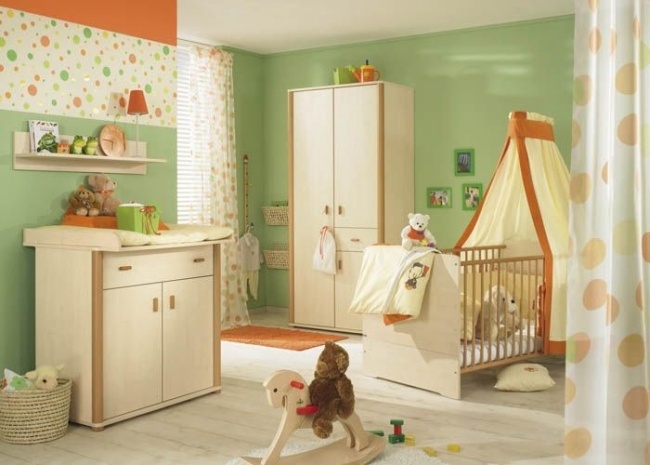 grün orange hellholz wohnideen babyzimmer mit neutralen designs