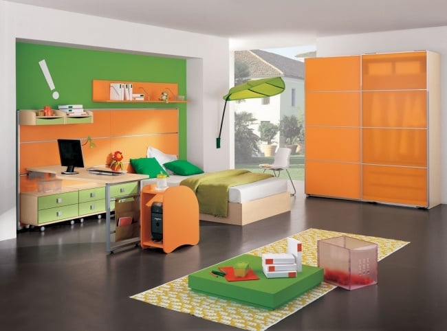 grün orange interieur wohnideen kinderzimmer universal design