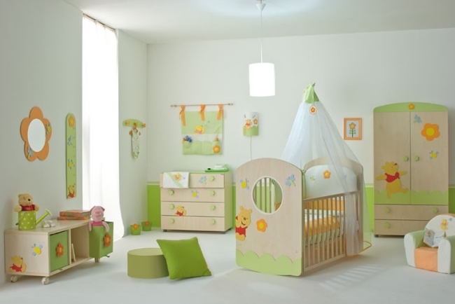 grün winnie puuh wohnideen babyzimmer mit neutralen designs