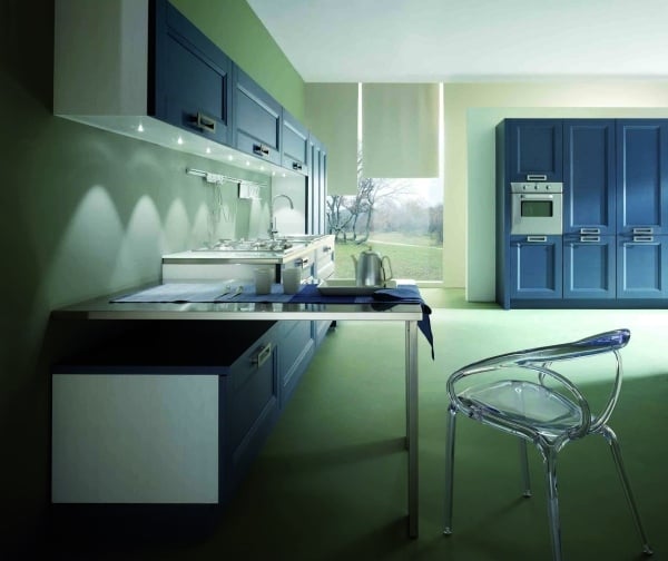 grünes decor ideen für küchen unterbaulichter