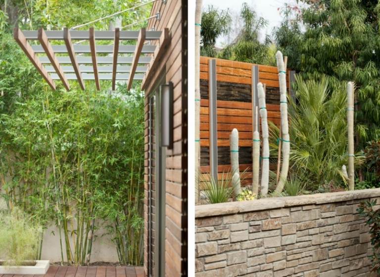 haus-design garten bambus mauer stein kaktus