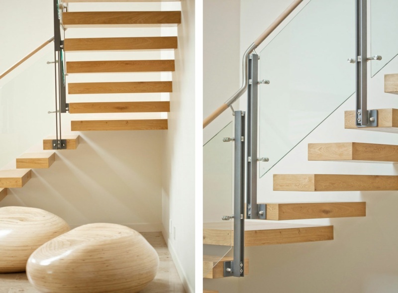 haus-design treppe holz stufen stein deko metall gelaender